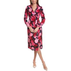 NWT Nicole Miller Women's Floral Print Collared Wrap Style Midi Dress